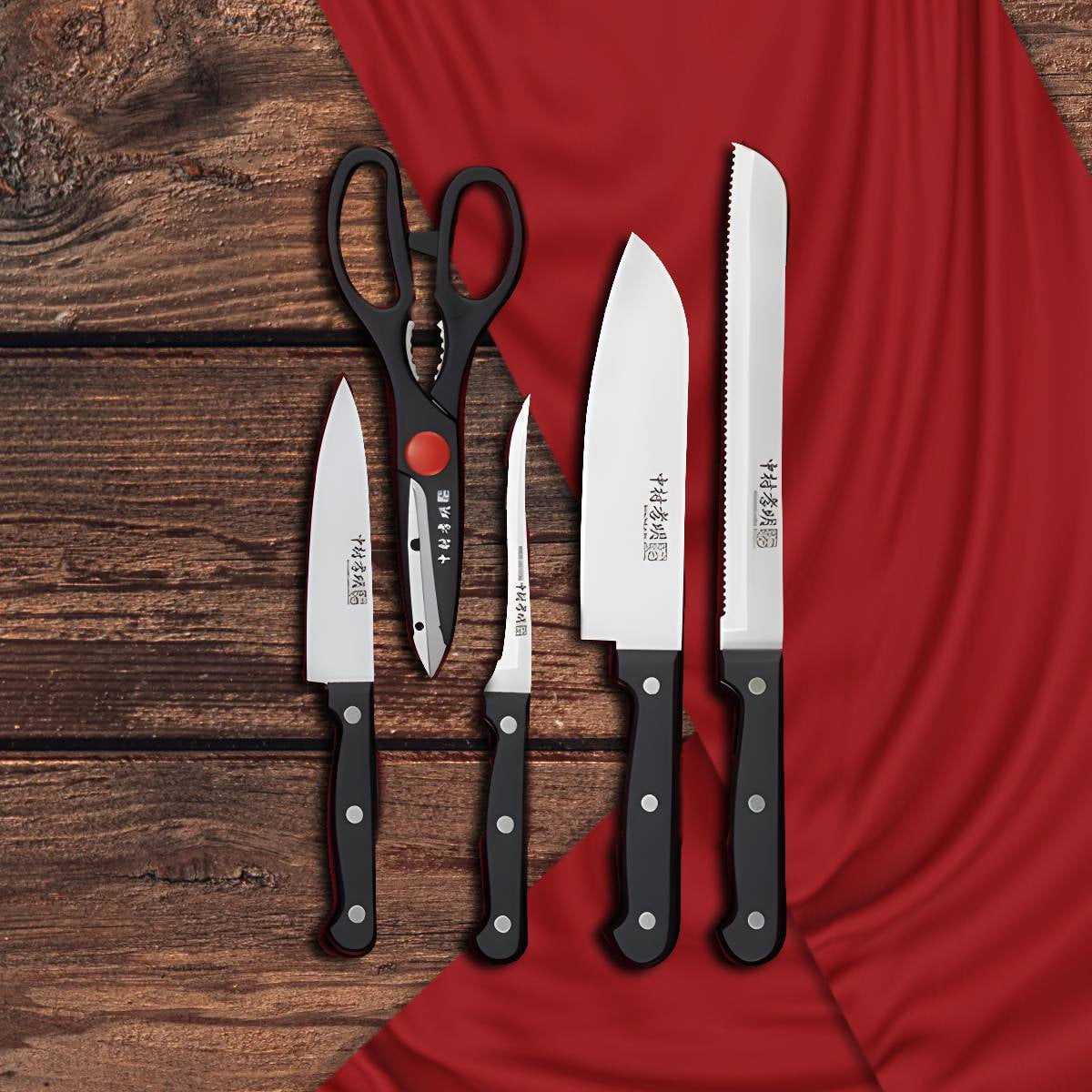 Knife Set with Scissors 5-in-1 set