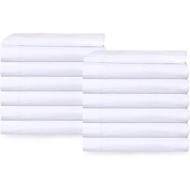 GOLD TEXTILES Twin Flat Sheet 66X108 inches Pack of 24 Bright White T