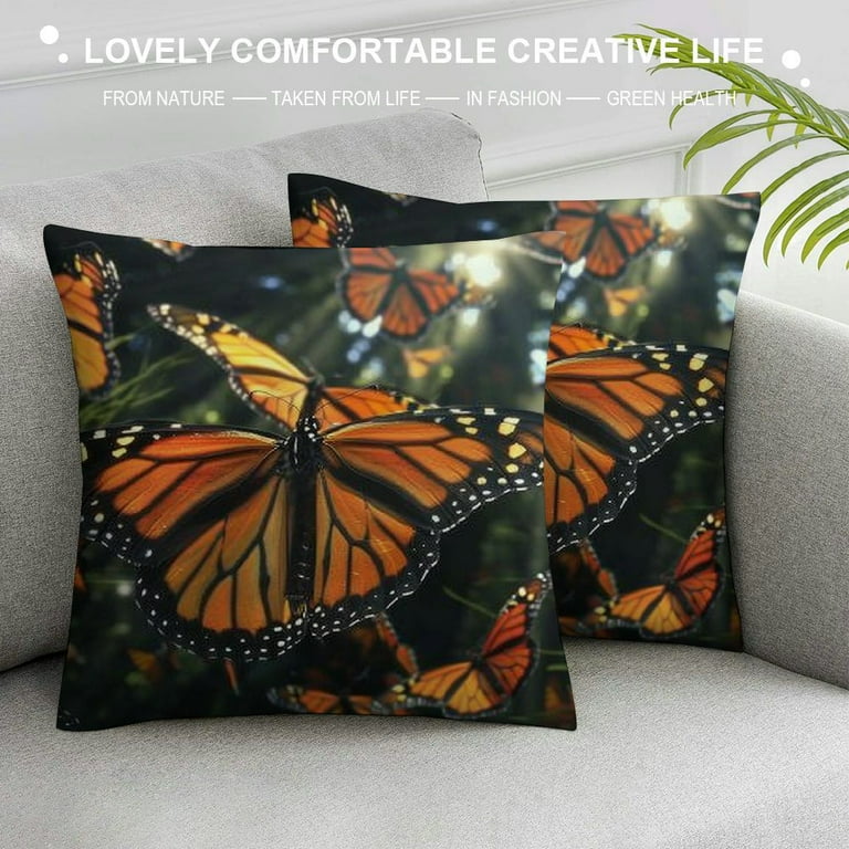 Akjvoe Throw Pillow Covers Monarch Butterflies Pillow Covers Soft