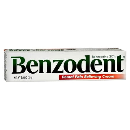 Benzodent Dental Pain Relieving Cream Topical Anesthetic, 1 Ounce Tube