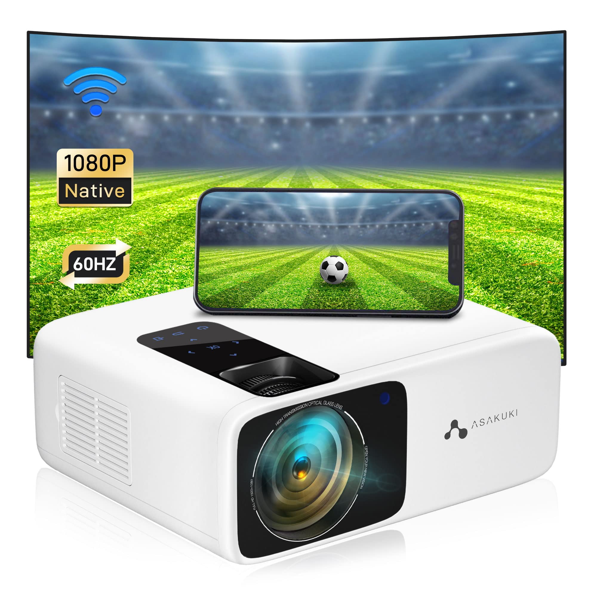 Projector with WiFi for Outdoor Movie, Native 1080P 350 ANSI Mini ...
