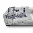 thumbnail image 3 of Movie Theater Soft Flannel Fleece Throw Blanket, Hand Drawn Illustration Audience Sitting in Theater Waiting the Movie, Cozy Plush for Indoor and Outdoor Use, 60" x 80", Navy Blue White, by Ambesonne, 3 of 6