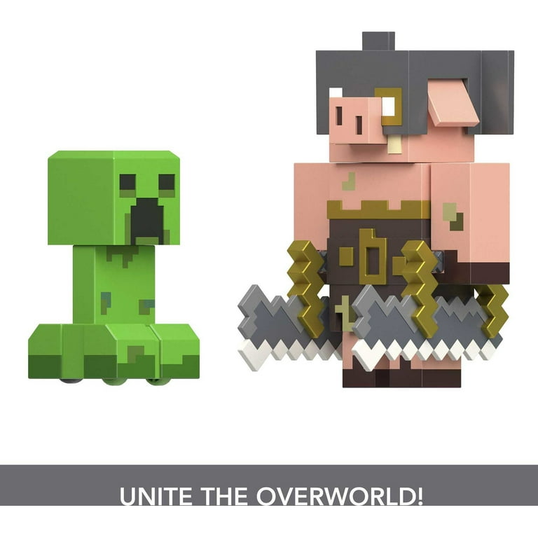 Kit 2 Boneco Minecraft Legends - Creeper Vs Piglin Bruiser