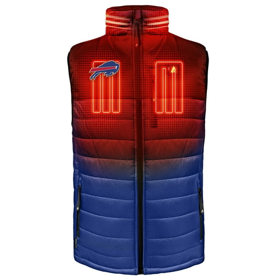 Men's ActionHeat Black/Royal Buffalo Bills 5V Battery Heated Colorblock Full-Zip Puffer Vest