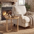 thumbnail image 4 of Gymax 2PCS Round Side Table w/Sturdy Rubber Wood Legs Triangular Structure for Bedroom Natural, 4 of 10