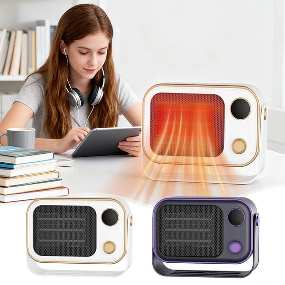 LmnLft Desktop Electronic Space Heater for Home and Office, Compact Fast Heating Mini Electric Warmer with Safety Protection, Energy Efficient