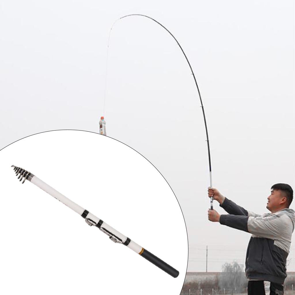 Carbon Fiber Telescopic Rock Fishing Rod Sea Saltwater,White
