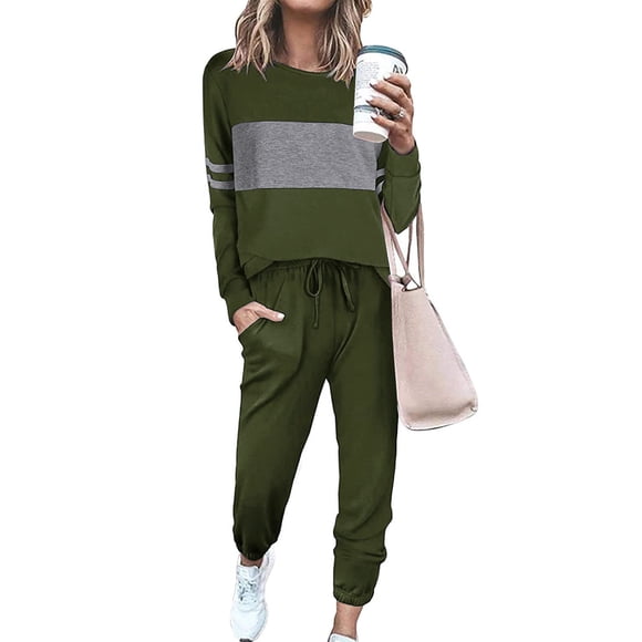 Conjunto Deportivo PRETTYGARDEN de 2 Piezas para Mujer Verde Militar XL