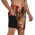 thumbnail image 2 of Fotbe White And Red Daisy Cow Traje de Baño para Hombre – Shorts de Natación de Secado Rápido con Forro y Bolsillos-Medium, 2 of 6