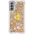 thumbnail image 2 of Samsung Galaxy S21 FE (Not S21) Case,Creativity Clear Quicksand Glitter Flowing Liquid Floating Soft TPU Case w/Stand Bling Diamond Sparkle Phone Cover for Samsung Galaxy S21 FE  Golden, 2 of 14