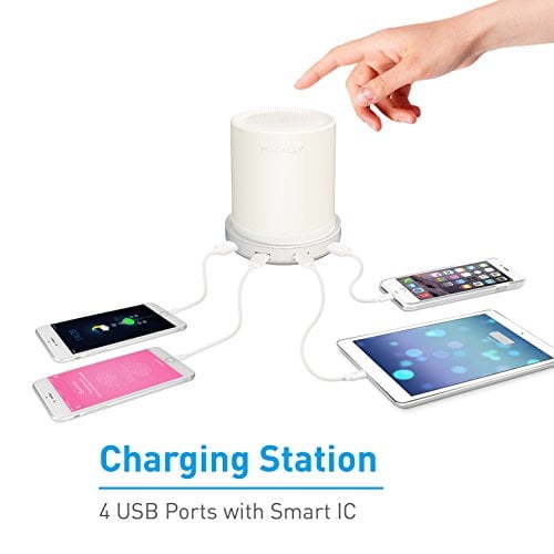 Macally Small Bedside Lamp with USB Port - Smart Touch Lamp with USB Charging Ports - Dimmable Warm White Light - Perfect as LED Bedroom Nightstand Lamp or Bedside Night Light USB Charger - White