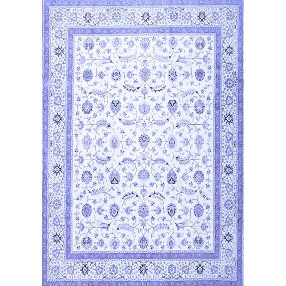 Ahgly Company Machine Washable Indoor Rectangle Persian Blue Traditional Area Rugs, 2' x 5'