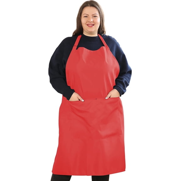 Fiykzur Plus Size Aprons for Women with Pockets Durable Long Adjustable Bib Kitchen Cooking