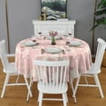 thumbnail image 2 of Round Tablecloths White Pink Flowers Table Cloth Water Resistant Fabric Spillproof Wrinkle Free Soft Table Covers for Dining Kitchen Parties Washable Tabletop Cover 60x60 Inch, 2 of 6