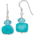 thumbnail image 1 of Sterling Silver Aquamarine Crystal And Blue Jade Earrings (30 X 13) Made In Thailand qe6083, 1 of 5