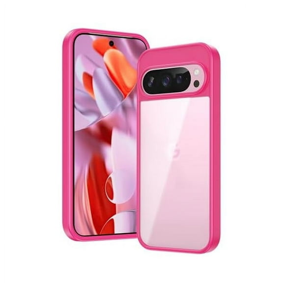 FU1999 for Google Pixel-9-Pro XL Case: Clear Case Military Grade Drop Protection Anti Yellowing Cell Phone Cover - Rugged Shockproof Protective Bumper Transparent Cases(Rose)
