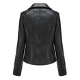 thumbnail image 3 of AZoiNM Women's Faux Leather Motorcycle Jacket, Lace-Up Side Zip Biker Coat, Cropped PU Leather Moto Jacket with Lapel, Long Sleeve Fall Outerwear, 3 of 12
