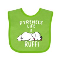 Inktastic Pyrenees Life is Ruff Great Pyrenees Boys or Girls Baby Bib