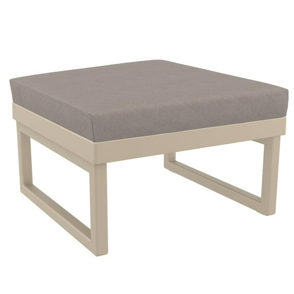 Compamia Mykonos Ottoman in Taupe with Acrylic Fabric Taupe Cushion