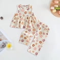 thumbnail image 2 of Xyant Toddler Baby Girl Summer Flower Outfit Floral Print Cotton Sleeveless Tunic Tank Top Pants Set Boho Kids Toddler Spring Clothes (Beige,2-3 Years), 2 of 6