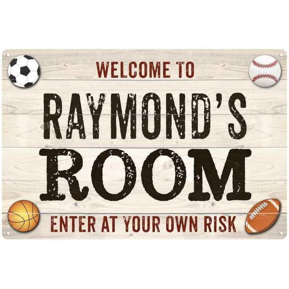 RAYMOND'S Room Kids Bedroom Sign Boy's Gift 8x12 Metal 108120090201