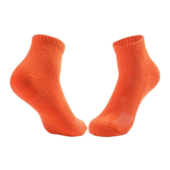 Mens Lightweight Running Crew Socks Cycling Sports Cushioned Ankle Socks Athletic Quarter Outdoor Workout Socks Orange