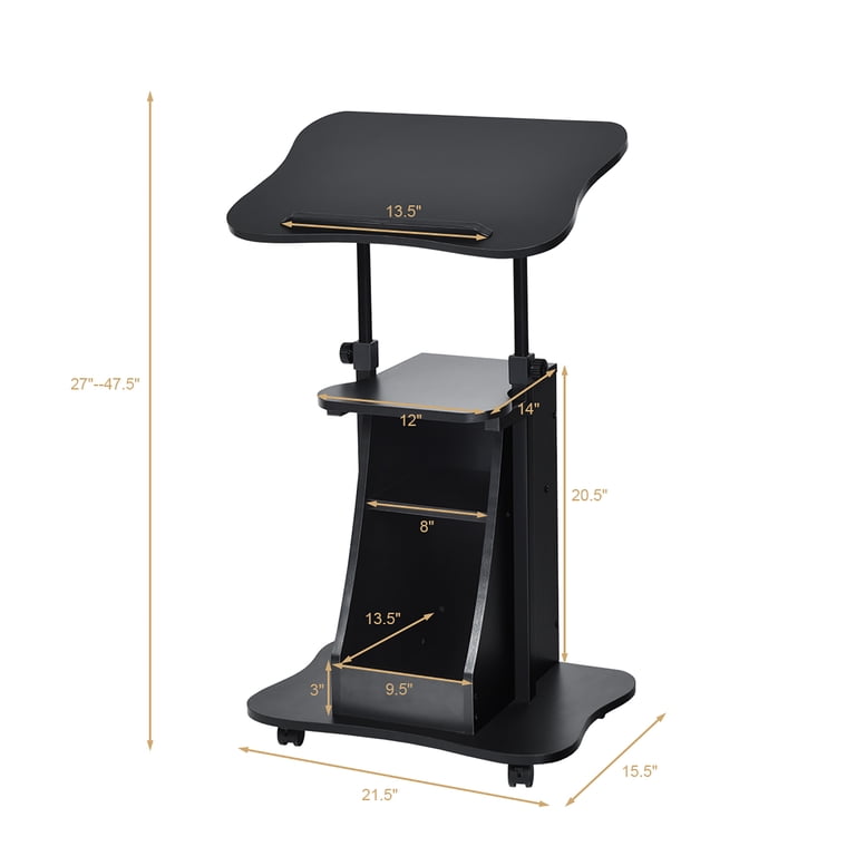 Gymax Sit-to-Stand Laptop Desk Cart Rolling Mobile Height