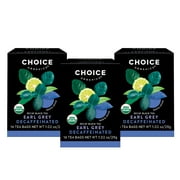 Choice Organics Decaf Earl Grey Tea, Decaffeinated, Black Tea Bags, 3 Boxes of 16