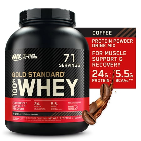 Optimum Nutrition, Gold Standard 100% Whey Protein Powder, Coffee, 5 lb, 71 Servings