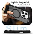 thumbnail image 3 of Magnetic Compatible with iPhone 16e Case, [Built-in Invisible Kickstand][Compatible with MagSafe] [Military Grade Shockproof] Slim Translucent Matte Phone Case for iPhone 16e, Black, 3 of 6