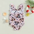 thumbnail image 2 of PENGXIANG Baby Girl Summer Swimsuit Sleeveless U Neck Cow Print Ruffle Bathing Suit, 2 of 5