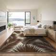 thumbnail image 3 of ODIKA 9'x12' Washable Area Rug Non-Slip, Chair-Friendly Frond Oversized Motif Slim Border Rectangular Fronds Beige Cream Refined for Dining Room, Basement, Large Office, 3 of 7