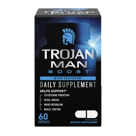 Trojan Man Boost Supplement, Daily Supplement for Men with Testofen, 60 Count