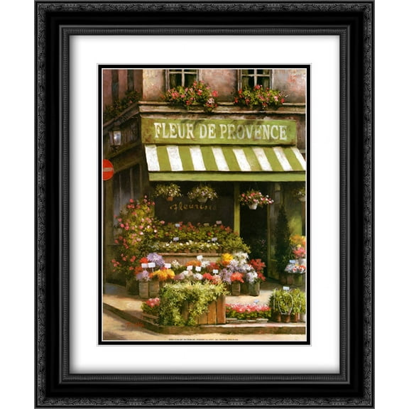 Fleurs De Provence 2x Matted 15x18 Black Ornate Framed Art Print by T C Chiu