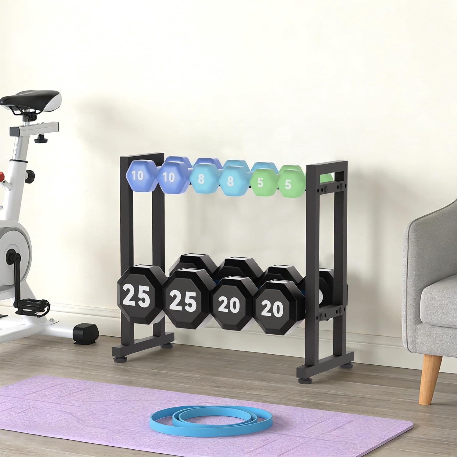 Dumbbell Rack 2-Tier 18 IN Length Adjustable Weight Rack for  Gym Dumbbells Kettlebell, Small Dumbbell Rack 250 LB Capacity, Dumbbell Rack Stand Only