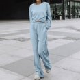 thumbnail image 2 of Women's 2 Piece Tracksuit Set Cropped Sweatshirt Wide Leg Sweatpants Comfy Casual Outfit Wear Jogger Suit, 2 of 2