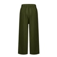 thumbnail image 4 of HKYNLAG Cotton Linen Pants Women Summer Boho Dressy Casual Straight Leg Capri Pants Elastic Waist Beach Trousers with Pockets Army Green M, 4 of 6