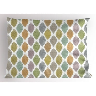 Ambesonne Leaf Pillow Sham, Scribbled Ogee Motifs, 36" X 20", Multicolor