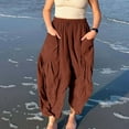 thumbnail image 6 of Manxivoo Wide Leg Sweatpants Lillusory Women‘S Linen Wide Leg Pants 2023 Casual Loose Lightweigt Beach Palazzo Harem Pants Joggers Pants Coffee XL, 6 of 8
