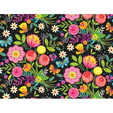 Pack of 1, Flower Shower Wrapping Paper 30" x 417', Half Ream Roll for Celebration, Party, Holiday, Birthday and Events, Made in USA