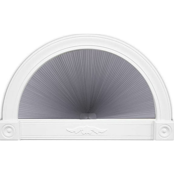 LUCKUP Arch Window Shades Half Circle Blackout Cellular Pleated Blinds Dual Color Semi Circular Honeycomb Windows Curtains for Half Moon Round Windows, Easy Cut and Install 24" W x 72" H, Grey-White