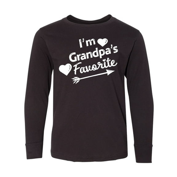 Inktastic I'm Grandpa's Favorite with Arrow and Hearts Long Sleeve Youth T-Shirt