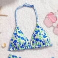 thumbnail image 5 of Pandaie Girl's 2 Piece Swimsuits Floral Gingham Halter Triangle Wireless Bikini Bathing Suit Kids Cute Brief Summer Beach Swimwear 9-10 Years Blue, 5 of 6
