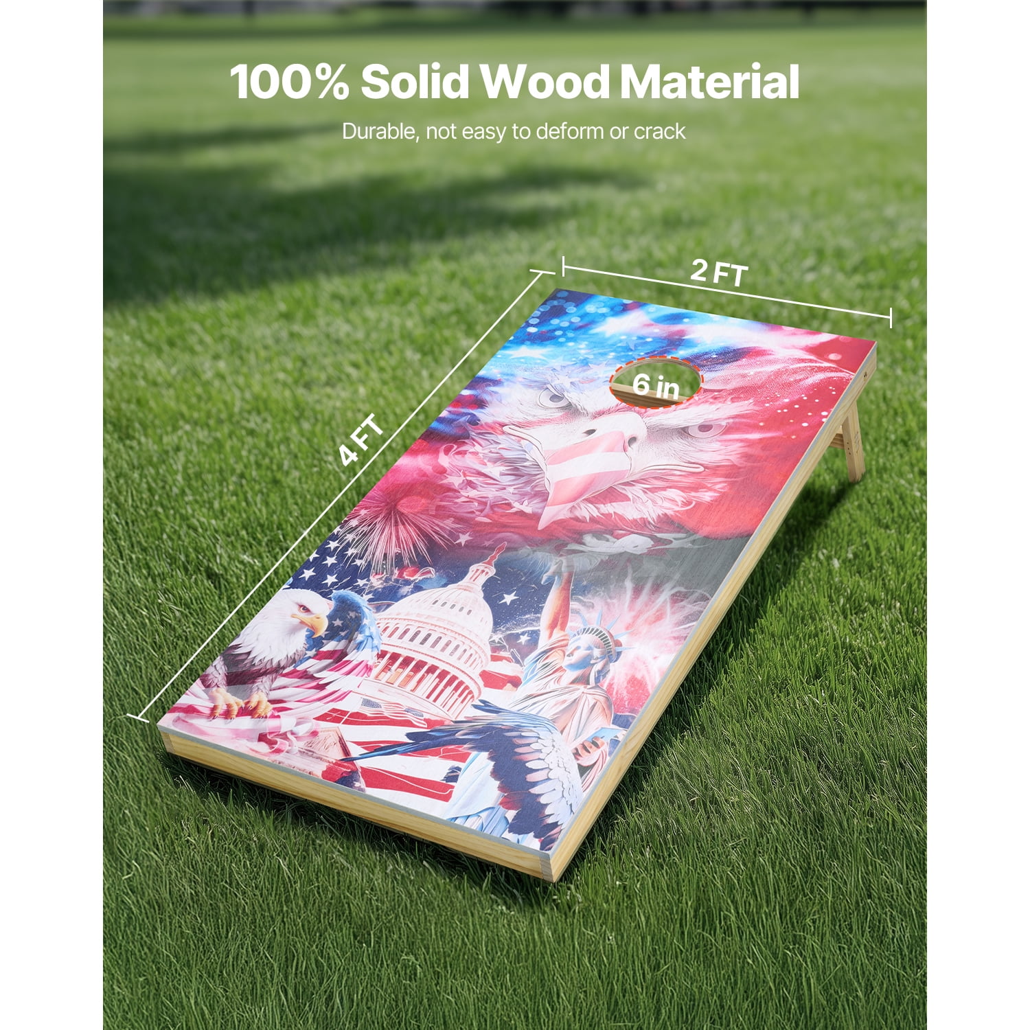KFFKFF Cornhole Game Set, 4x2 ft Wooden Toss Boards, Portable Design for Indoor and Outdoor Play, Includes 8 Bean Bags and Carrying Case, Ideal for Yard, Backyard, Beach, and Camping Activities