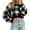 Black, variant on Oversized Cropped Sweater for Women Color Block Pullover, Cute Fall Long Sleeve Crop Top Checkered Winter Knit Trendy Fashion (Sky Blue, L)
