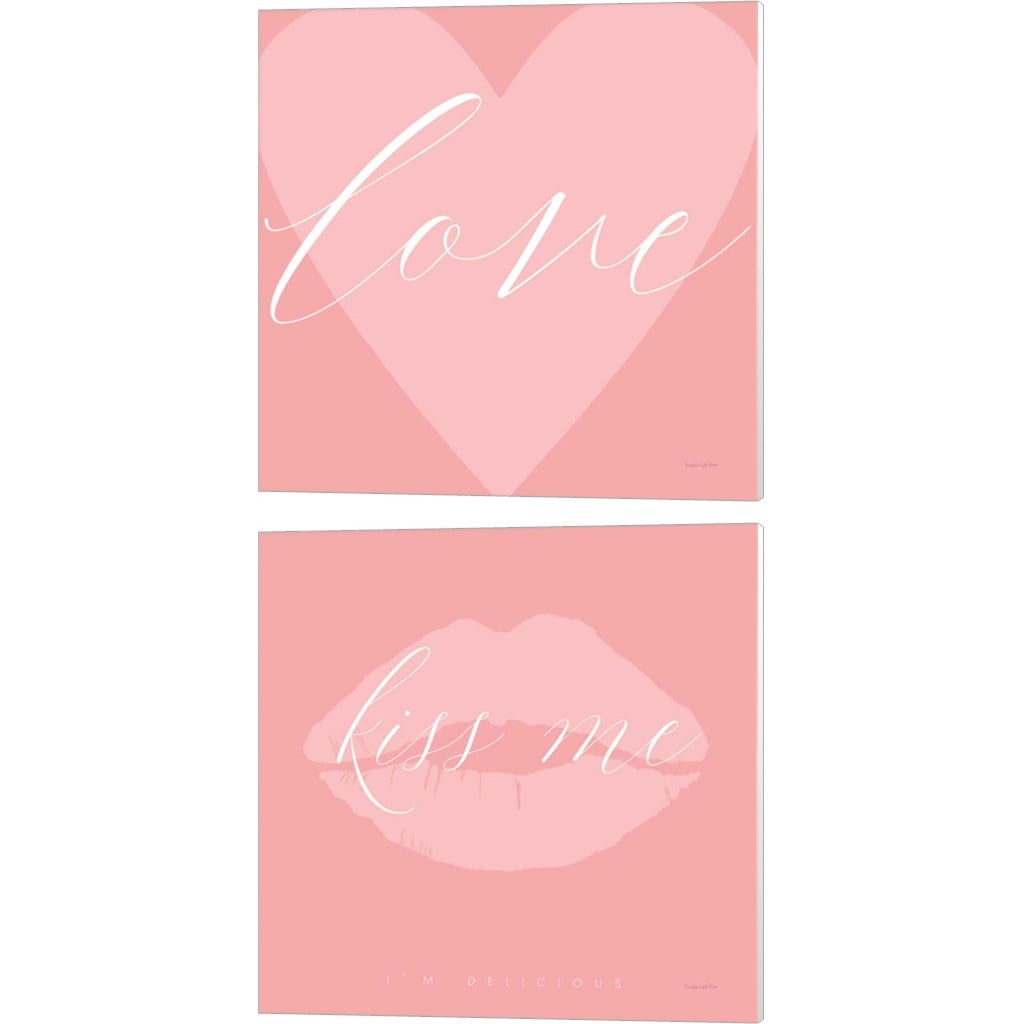 Love Heart & Kiss Me Pink Canvas Art Set