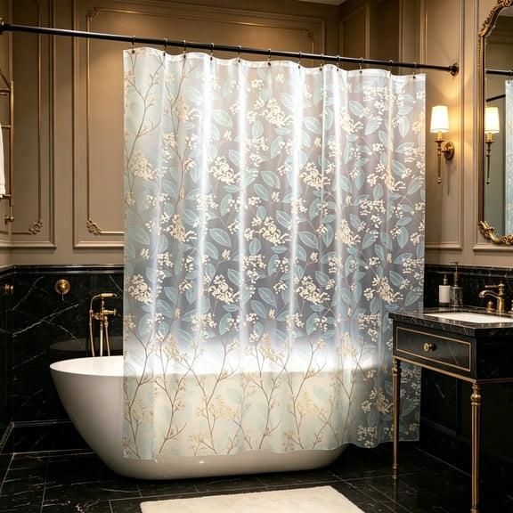 Linnome Thick EVA Transparent Shower Curtain Waterproof Bathroom Partition Screen Lightweight Balcony Sun Shade Water Blocking Hanging Curtain Mold Resistant