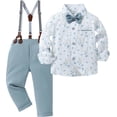 thumbnail image 2 of ZOEREA Toddler Baby Boy Suit Clothes Gentleman Wedding Outfits Long Sleeve Dress Shirt + Suspender Pants + Bowtie 1-5T, 2 of 7