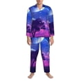 thumbnail image 3 of Naloa Dreamy Colorful Starry Sky Men’s Pajamas Set - Long Sleeve Button Down Sleep Shirt and Pajama Bottoms Sleepwear Set-XX-Large, 3 of 7