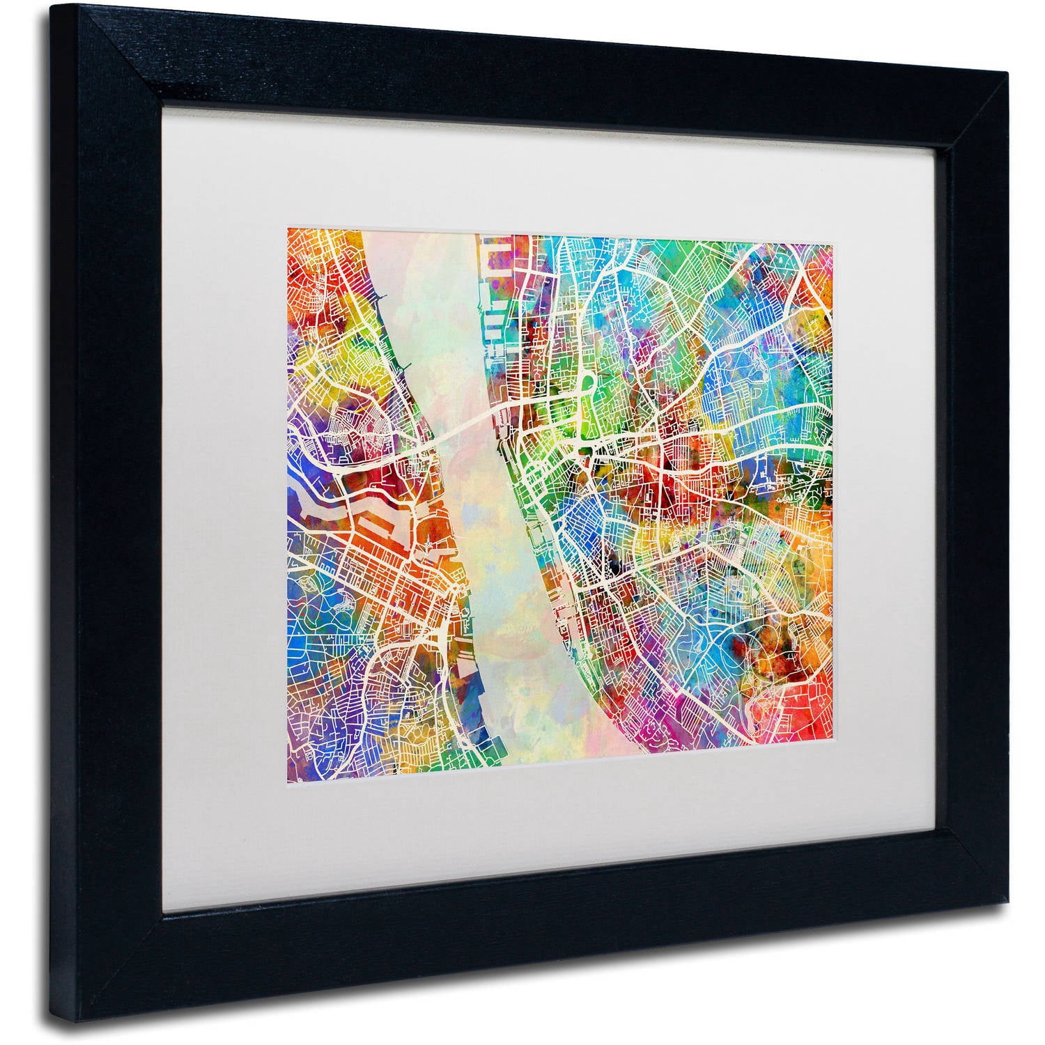 Trademark Fine Art "Liverpool England Street Map" Canvas Art by Michael Tompsett, White Matte, Black Frame